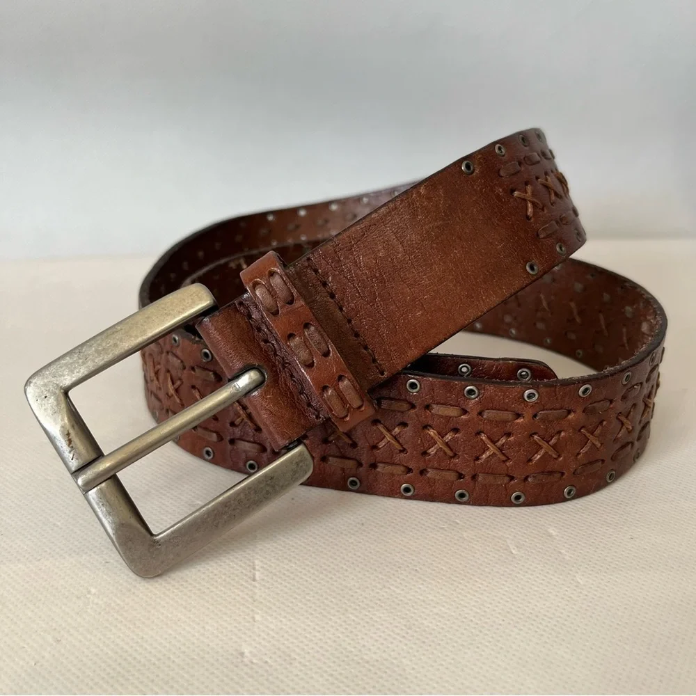 Fossil Brown Woven Leather Belt